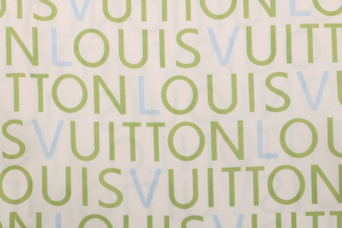 Louis Vuitton All-Over Monogram Letter Print Short Sleeve Shirt – Cream / Green-Blue