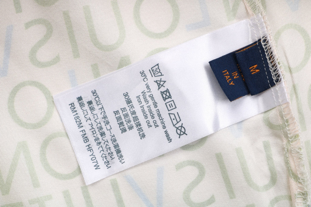 Louis Vuitton All-Over Monogram Letter Print Short Sleeve Shirt – Cream / Green-Blue