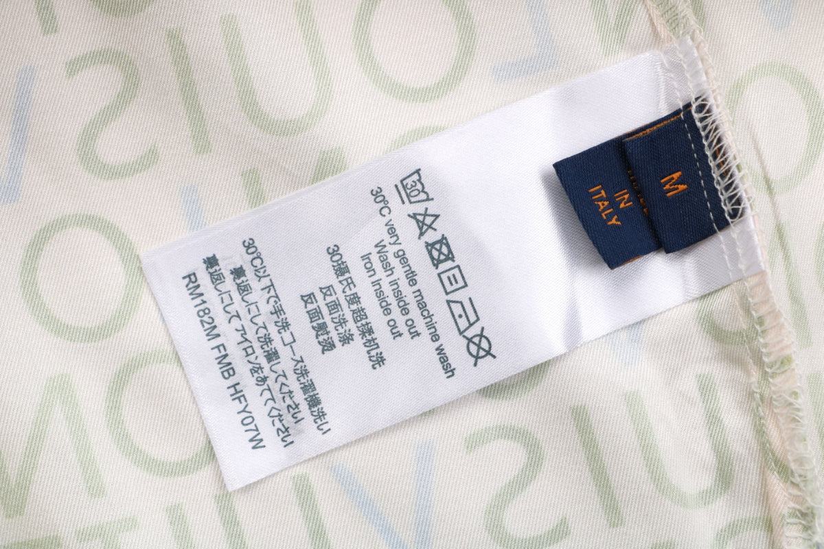 Louis Vuitton All-Over Monogram Letter Print Short Sleeve Shirt – Cream / Green-Blue