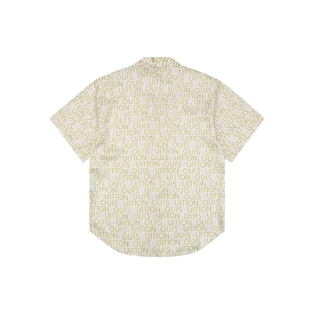 Louis Vuitton All-Over Monogram Letter Print Short Sleeve Shirt – Cream / Green-Blue