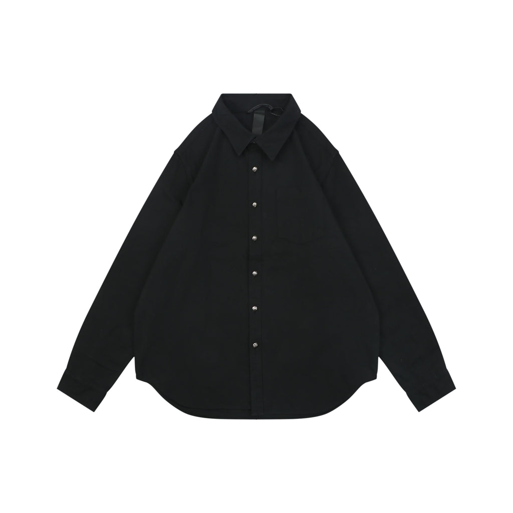 Chrome Hearts Cuff Cross Leather Patch Long Sleeve Shirt – Black