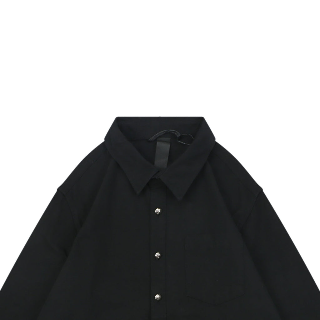 Chrome Hearts Cuff Cross Leather Patch Long Sleeve Shirt – Black
