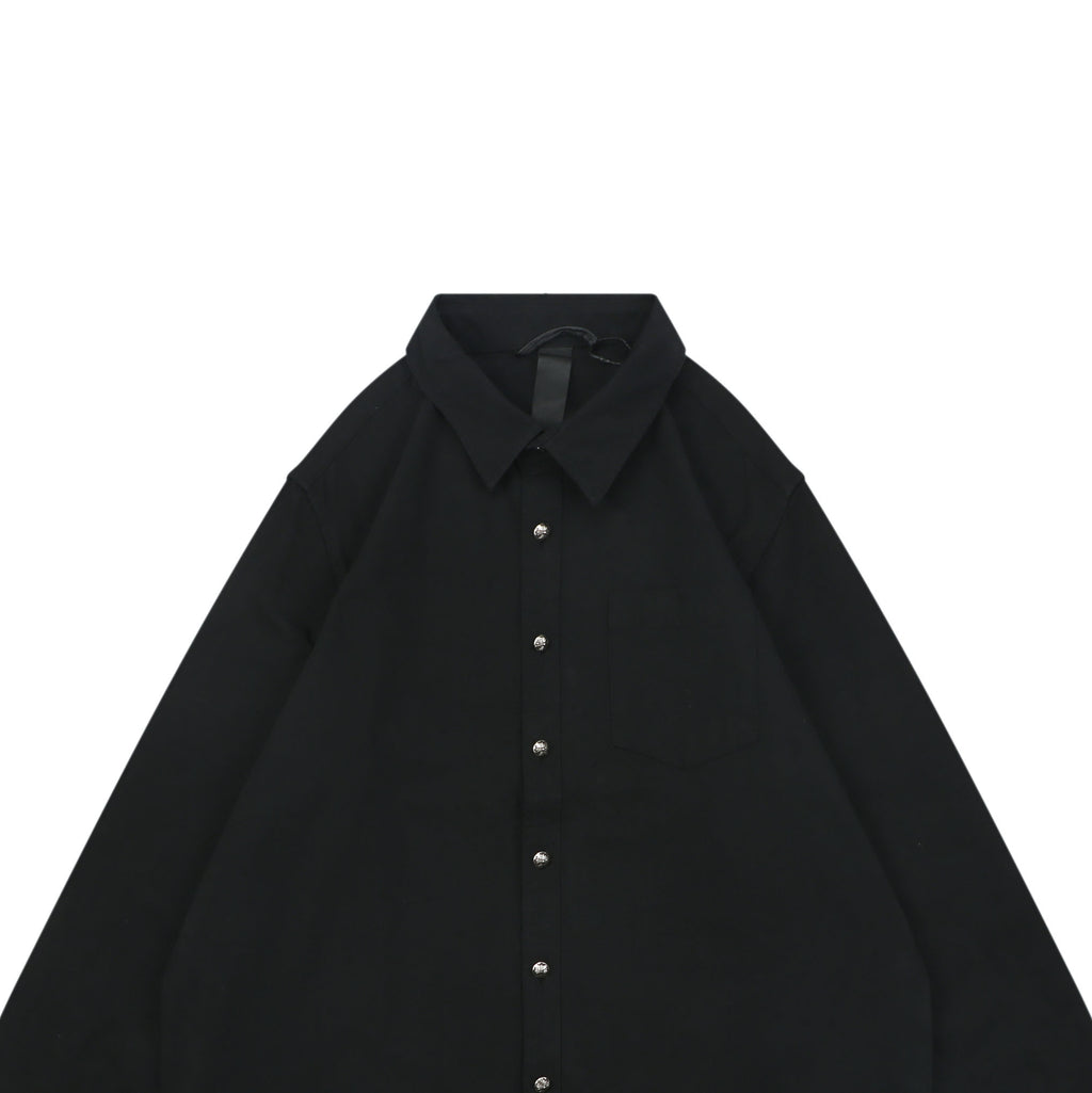 Chrome Hearts Cuff Cross Leather Patch Long Sleeve Shirt – Black
