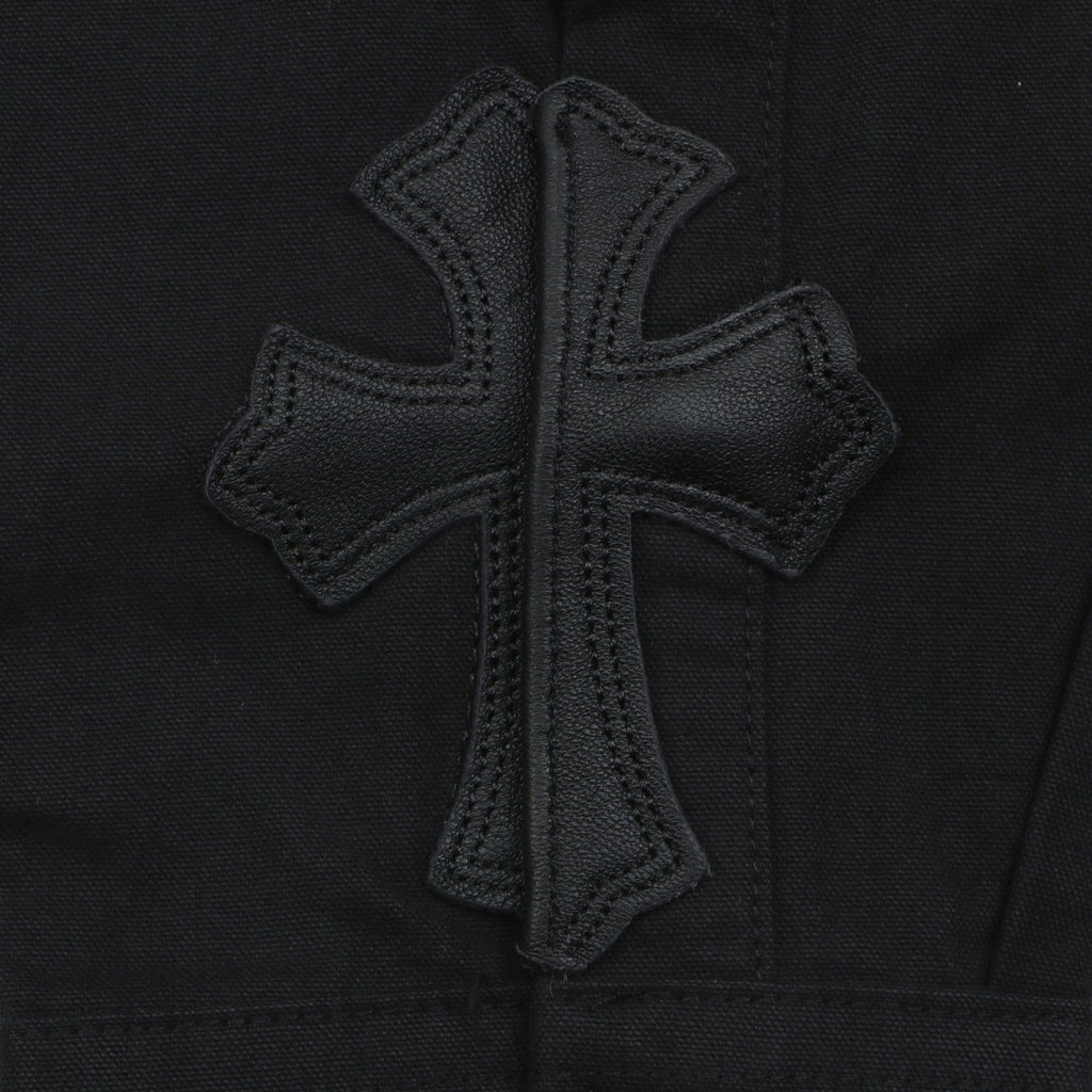 Chrome Hearts Cuff Cross Leather Patch Long Sleeve Shirt – Black