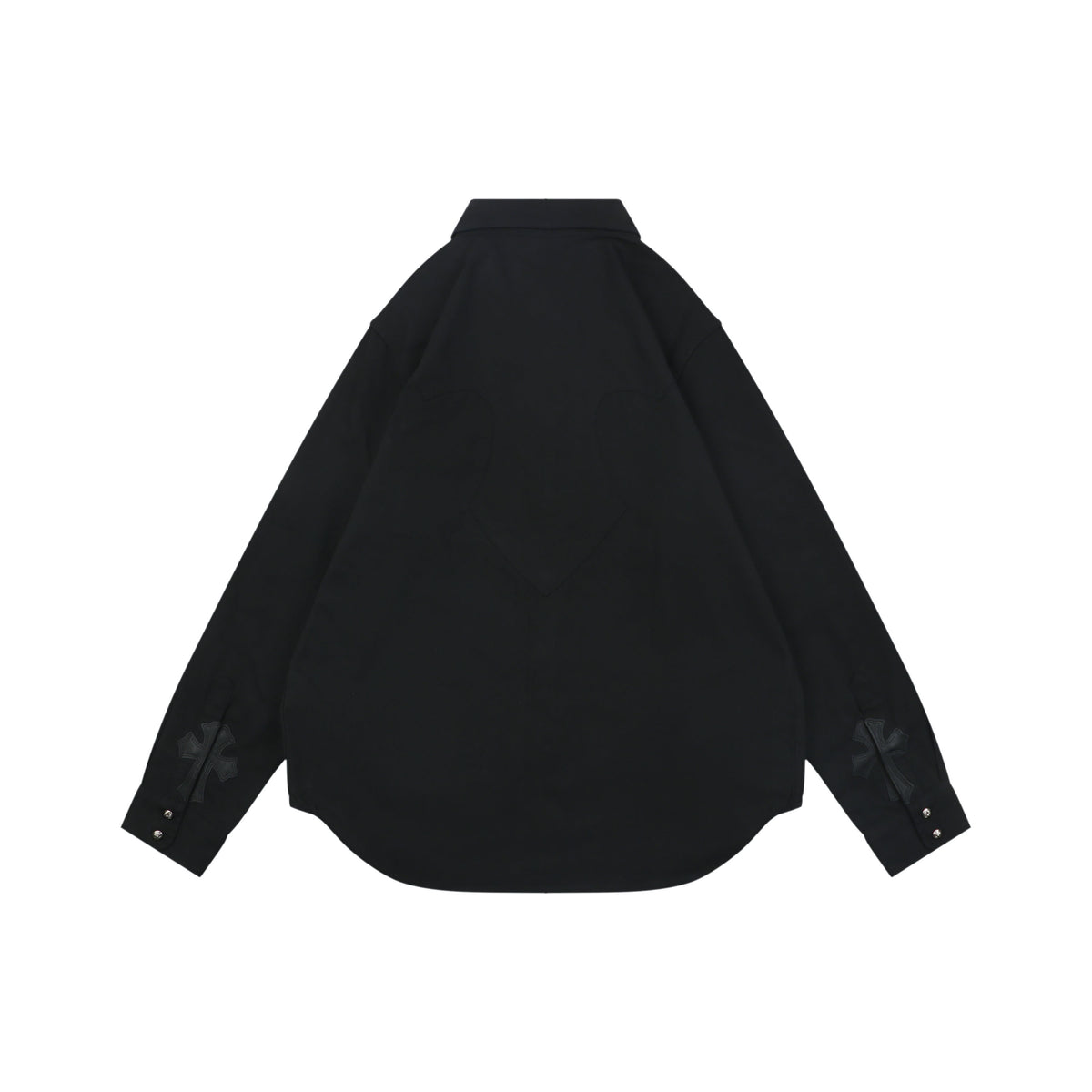 Chrome Hearts Cuff Cross Leather Patch Long Sleeve Shirt – Black