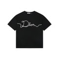 Dior Oversized Bee Signature Script Embroidered Short Sleeve Tee – Black