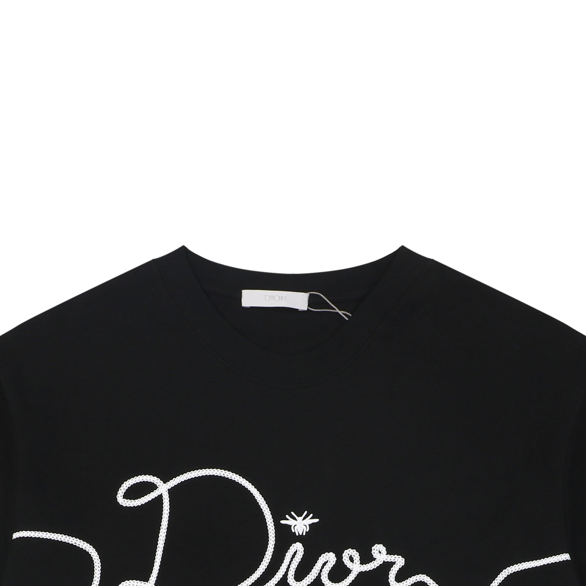 Dior Oversized Bee Signature Script Embroidered Short Sleeve Tee – Black