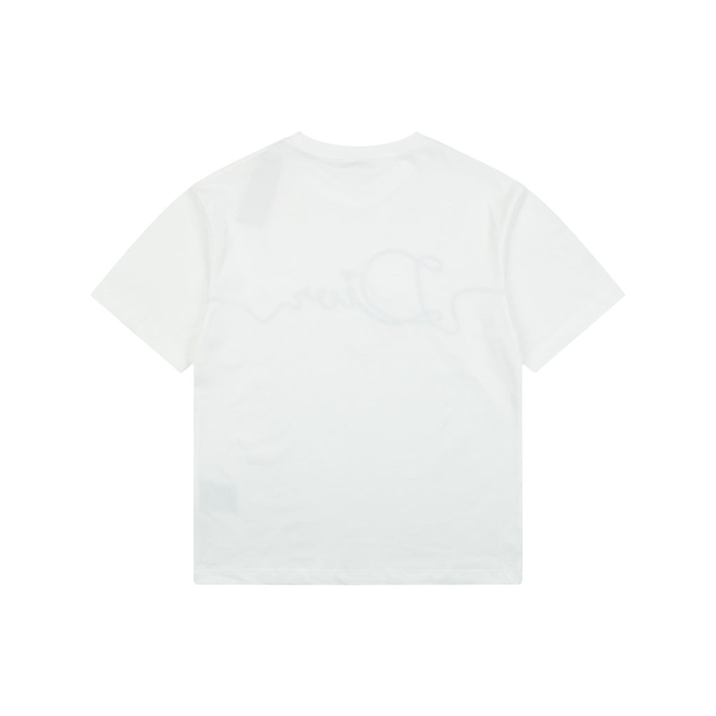 Dior Oversized Bee Signature Script Embroidered Short Sleeve Tee – White