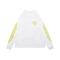 Chrome Hearts Cross Floral Sleeve & Back Sanskrit Print Long Sleeve Tee – White/Yellow