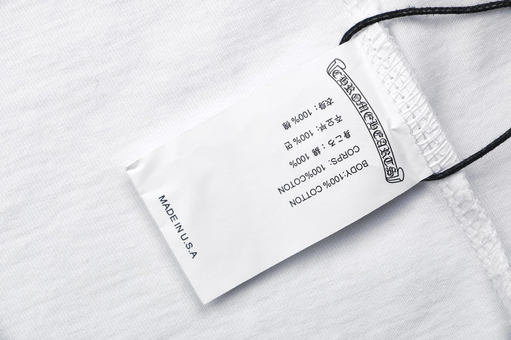 Chrome Hearts Cross Floral Sleeve & Back Sanskrit Print Long Sleeve Tee – White/Yellow