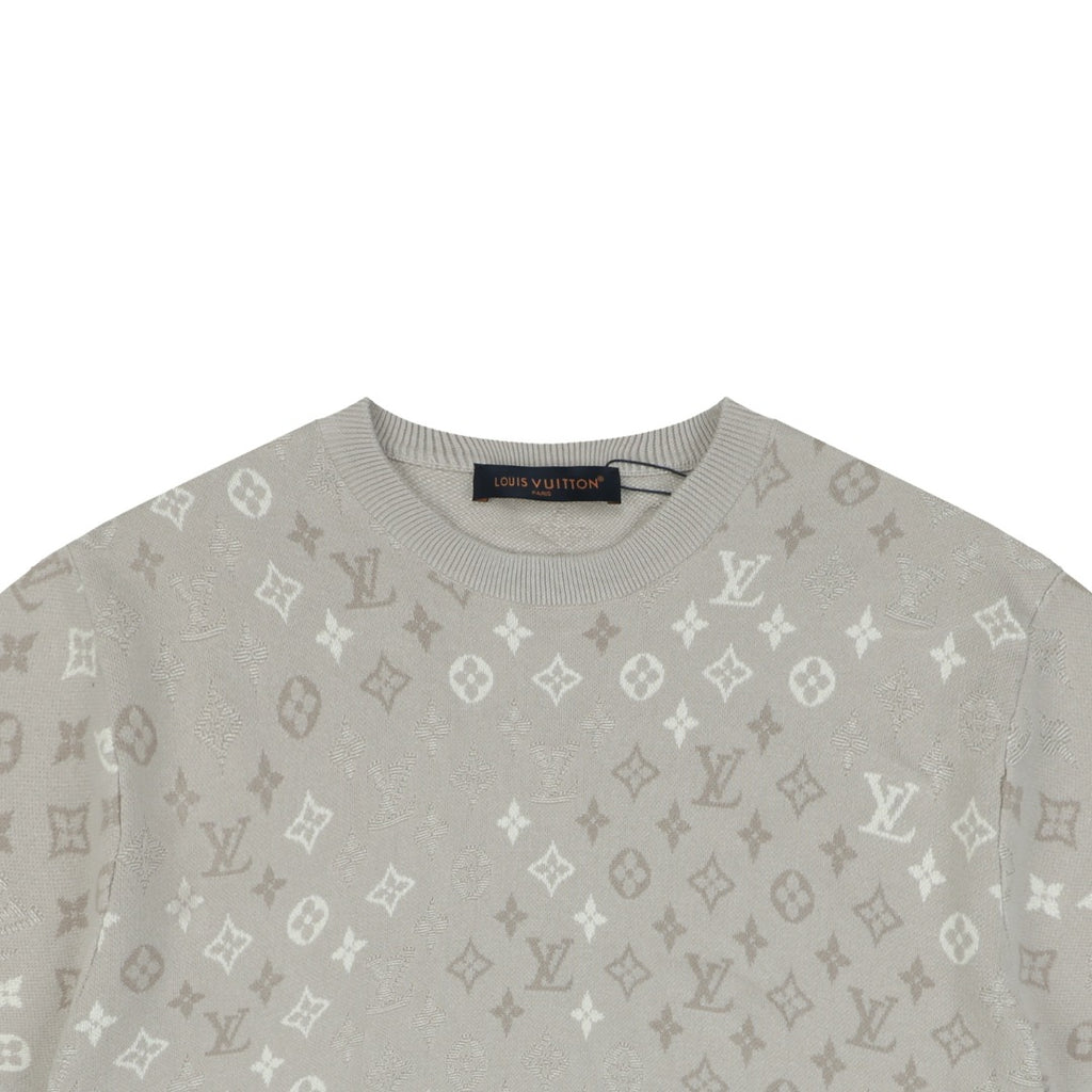 Louis Vuitton LV All-Over Monogram Gradient Inlay Jacquard Short Sleeve Tee – Stone