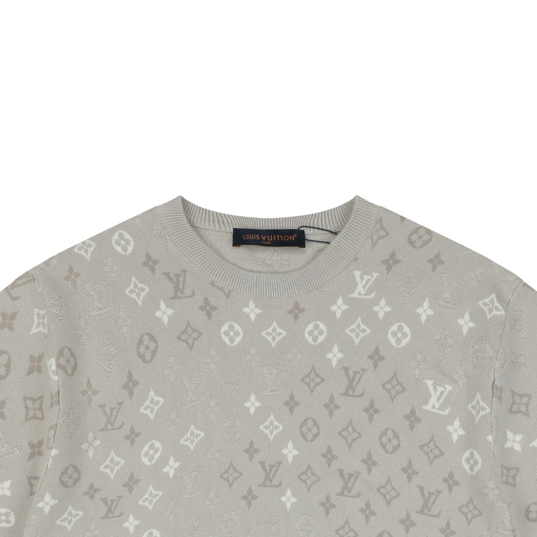 Louis Vuitton LV All-Over Monogram Gradient Inlay Jacquard Short Sleeve Tee – Stone