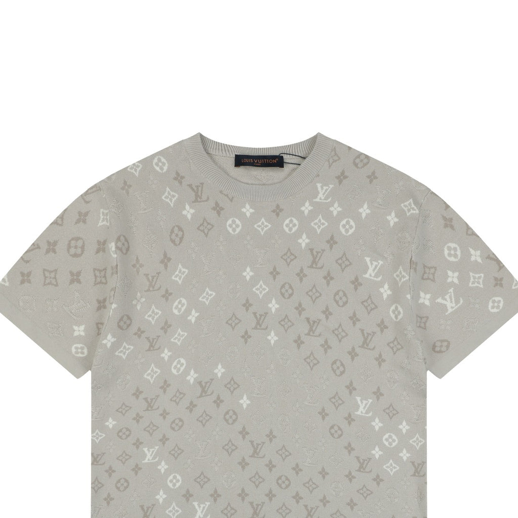 Louis Vuitton LV All-Over Monogram Gradient Inlay Jacquard Short Sleeve Tee – Stone