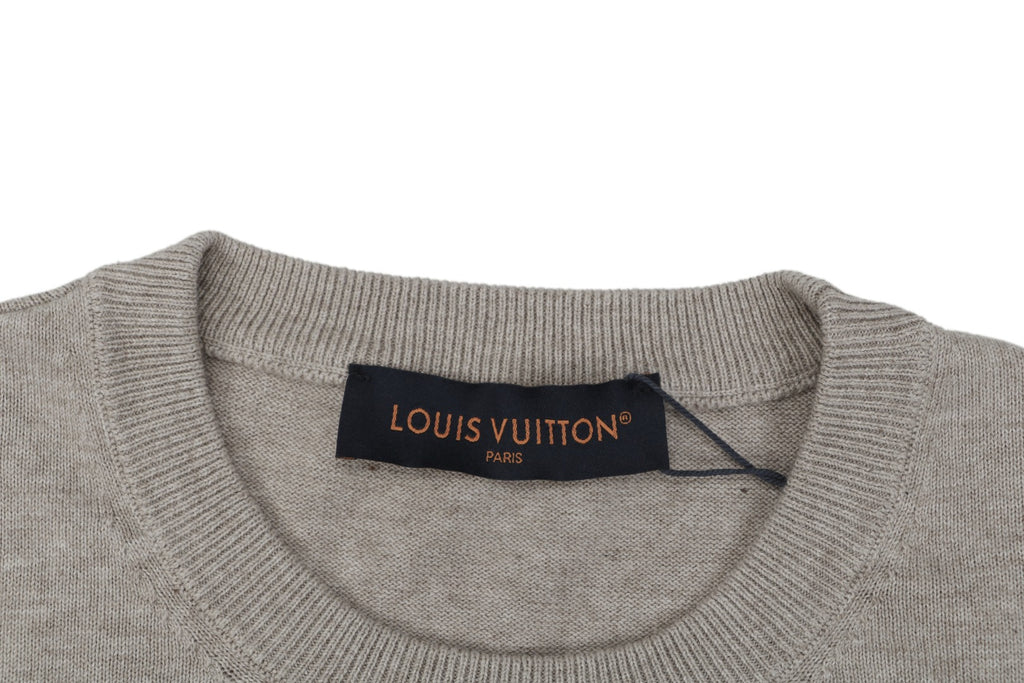 Louis Vuitton LV x Park Seo-Bo Ecriture Looped Script Letter Jacquard Short Sleeve Tee – Grey