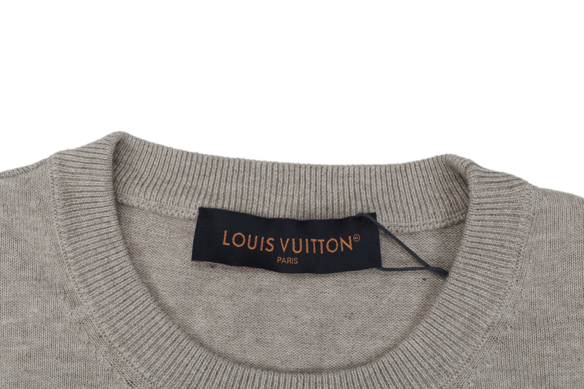 Louis Vuitton LV x Park Seo-Bo Ecriture Looped Script Letter Jacquard Short Sleeve Tee – Grey