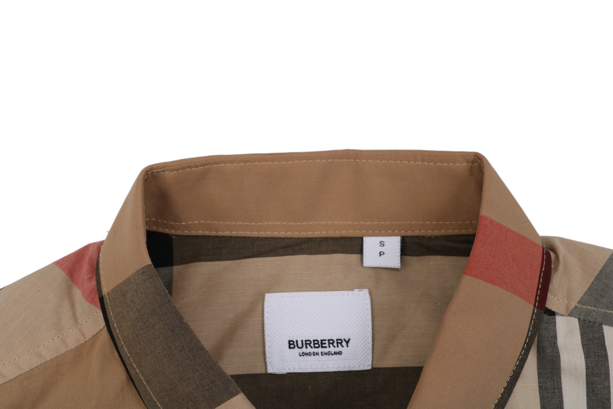 Burberry Vintage Check Patchwork Panelled Long Sleeve Shirt – Camel Multi