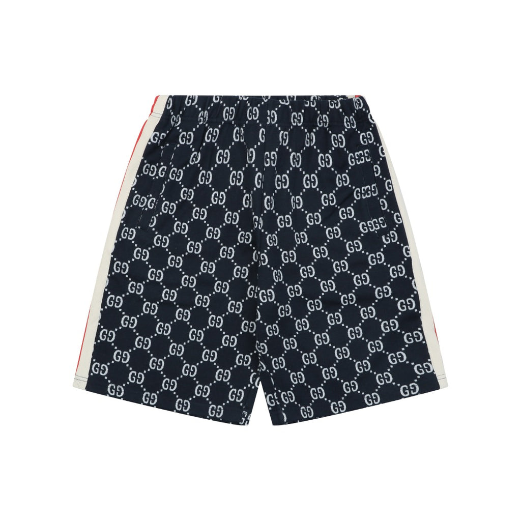 Gucci GG All-Over Jacquard Web Stripe Side Tape Shorts – Navy/Red