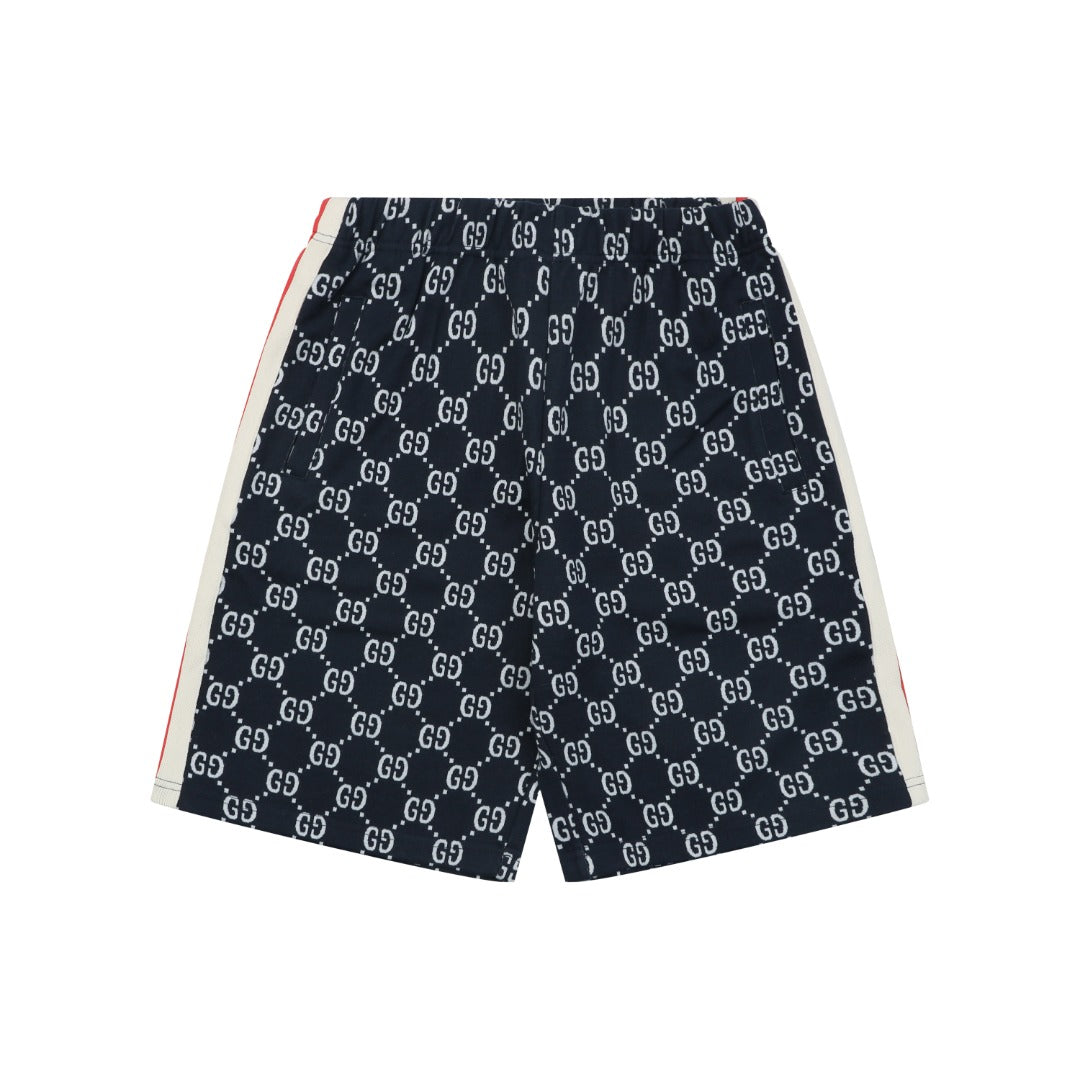 Gucci GG All-Over Jacquard Web Stripe Side Tape Shorts – Navy/Red