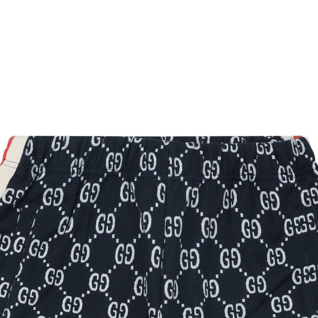 Gucci GG All-Over Jacquard Web Stripe Side Tape Shorts – Navy/Red