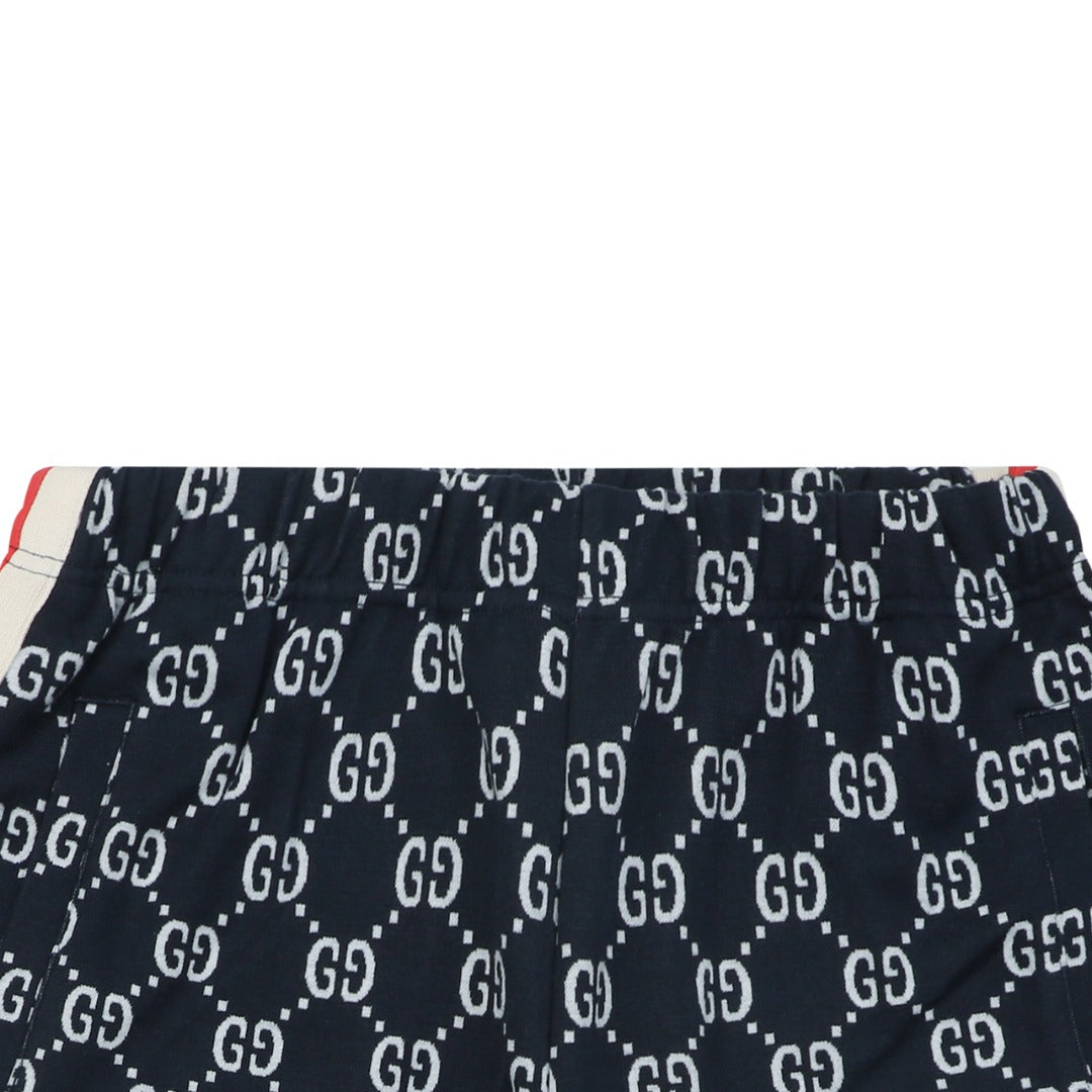Gucci GG All-Over Jacquard Web Stripe Side Tape Shorts – Navy/Red