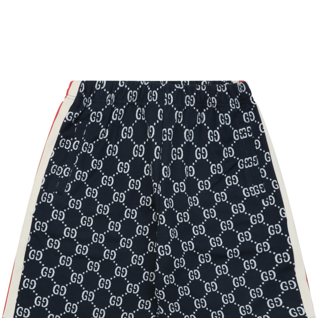 Gucci GG All-Over Jacquard Web Stripe Side Tape Shorts – Navy/Red