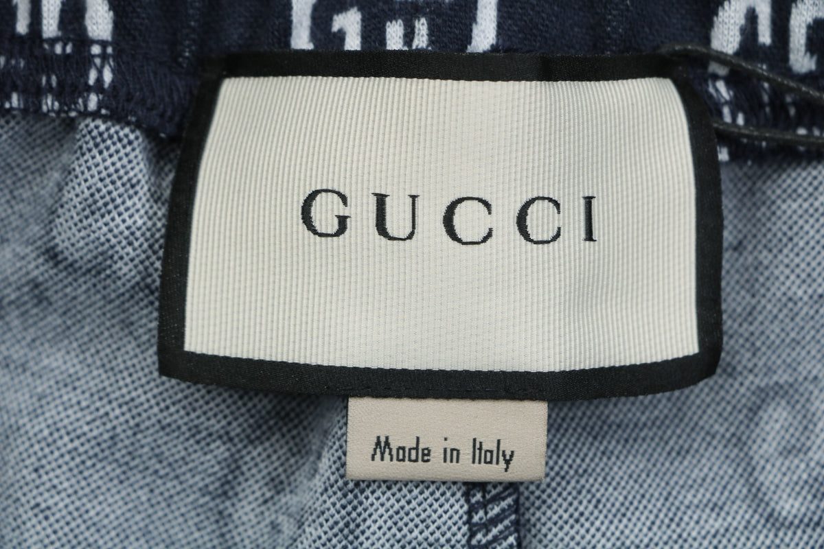 Gucci GG All-Over Jacquard Web Stripe Side Tape Shorts – Navy/Red