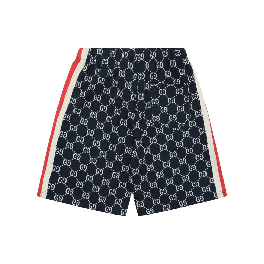 Gucci GG All-Over Jacquard Web Stripe Side Tape Shorts – Navy/Red