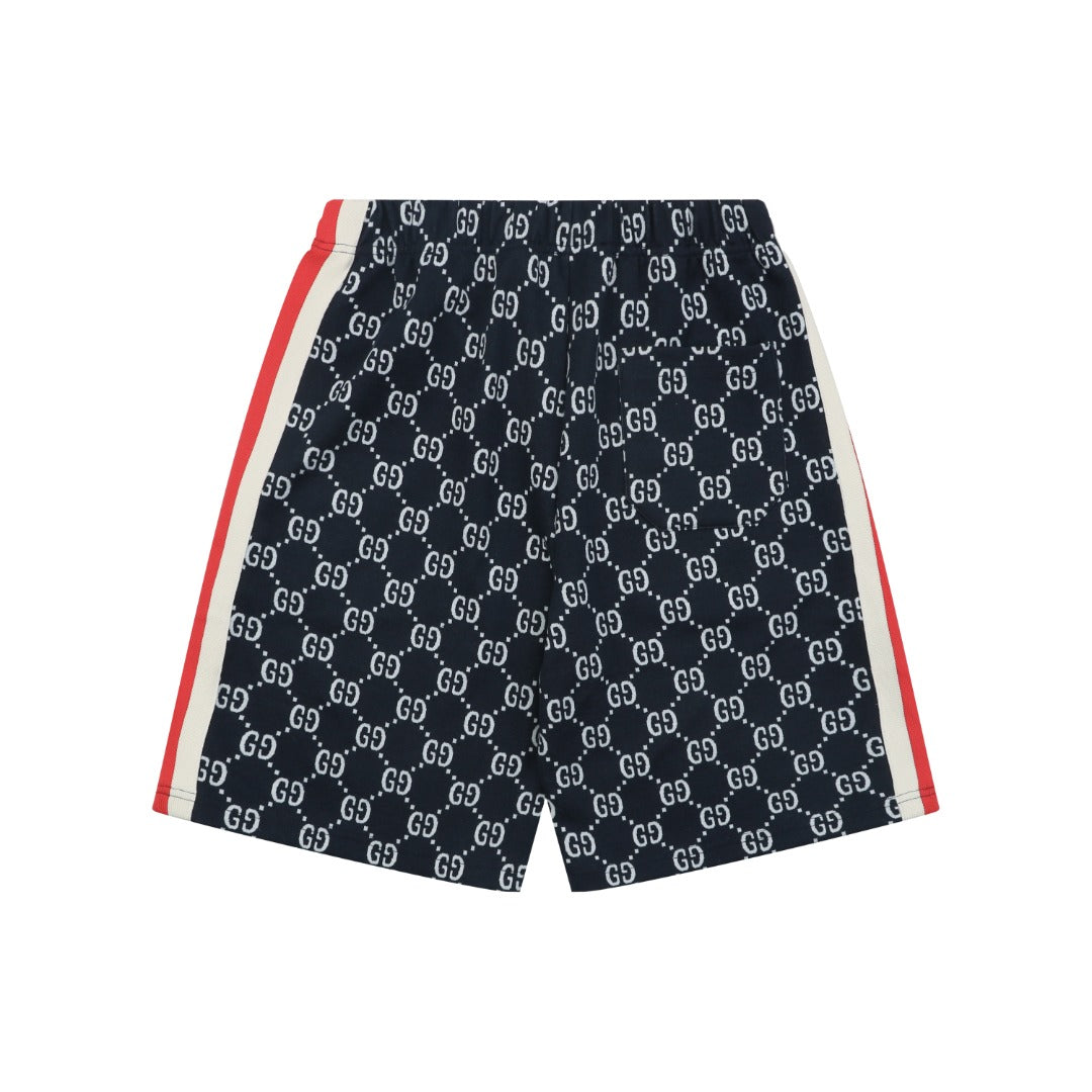 Gucci GG All-Over Jacquard Web Stripe Side Tape Shorts – Navy/Red