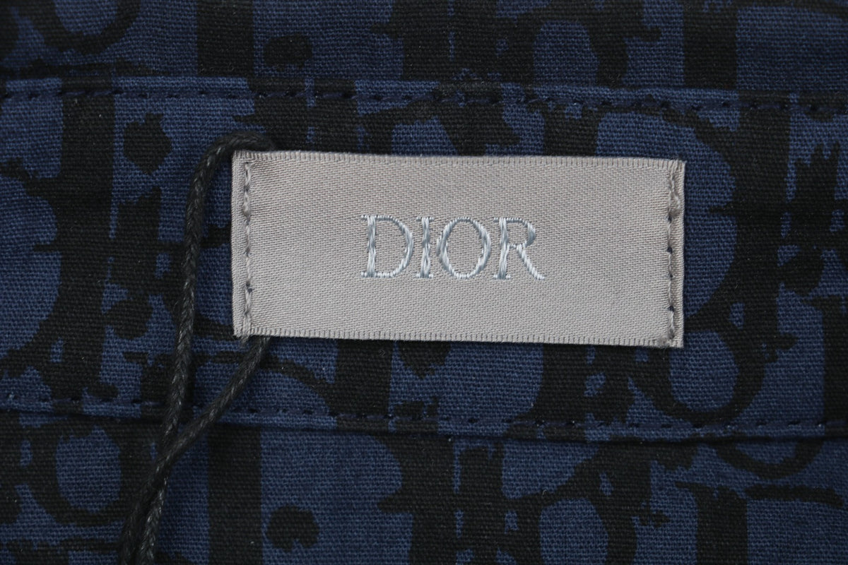 Dior 22SS Tonal Dior Oblique Jacquard Long Sleeve Button Shirt Navy