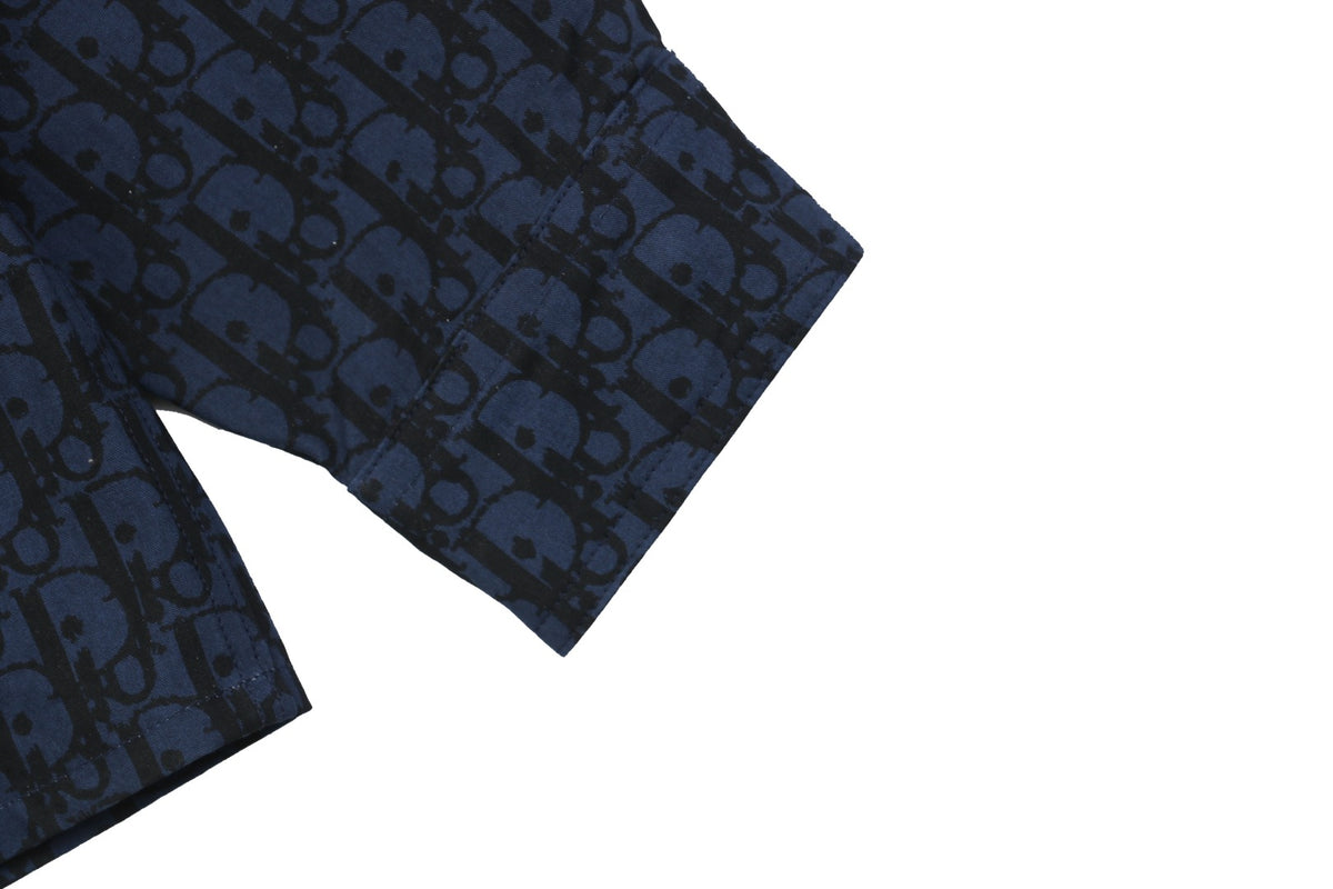 Dior 22SS Tonal Dior Oblique Jacquard Long Sleeve Button Shirt Navy