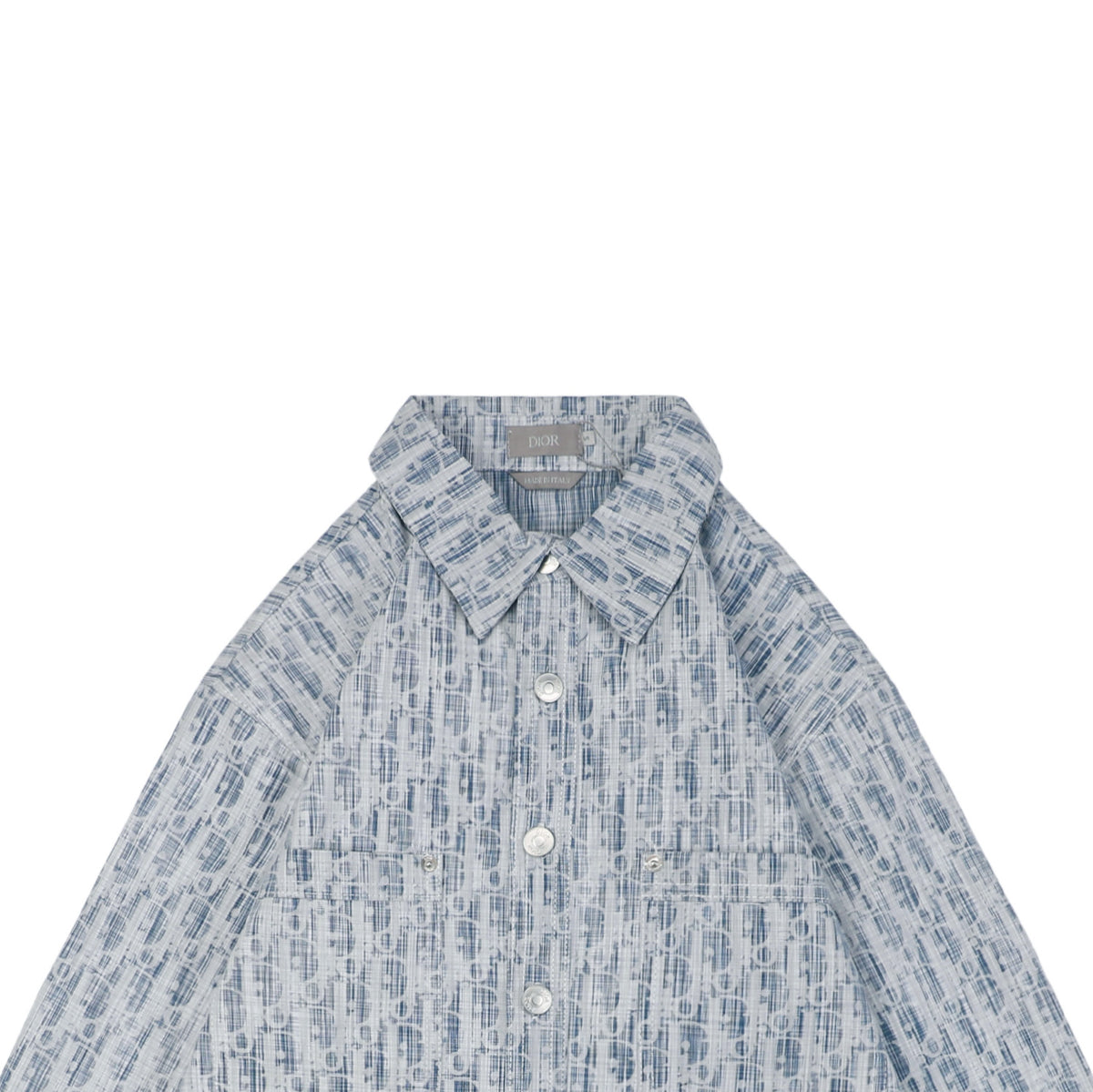 Dior x Stüssy 22FW Tonal Oblique Monogram Jacquard Long Sleeve Button Shirt Light Blue