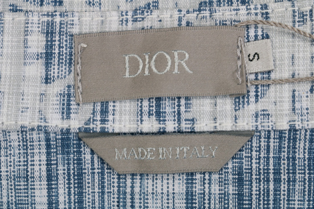 Dior x Stüssy 22FW Tonal Oblique Monogram Jacquard Long Sleeve Button Shirt Light Blue
