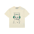 Gucci Green Headphone Cat Graphic Print Short Sleeve Tee Cream