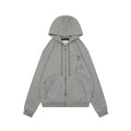 Louis Vuitton Hand-Painted Monogram Stitch Embroidery Zip Hoodie Grey
