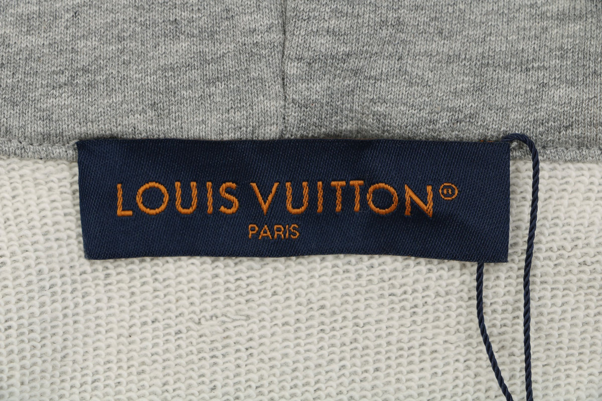Louis Vuitton Hand-Painted Monogram Stitch Embroidery Zip Hoodie Grey