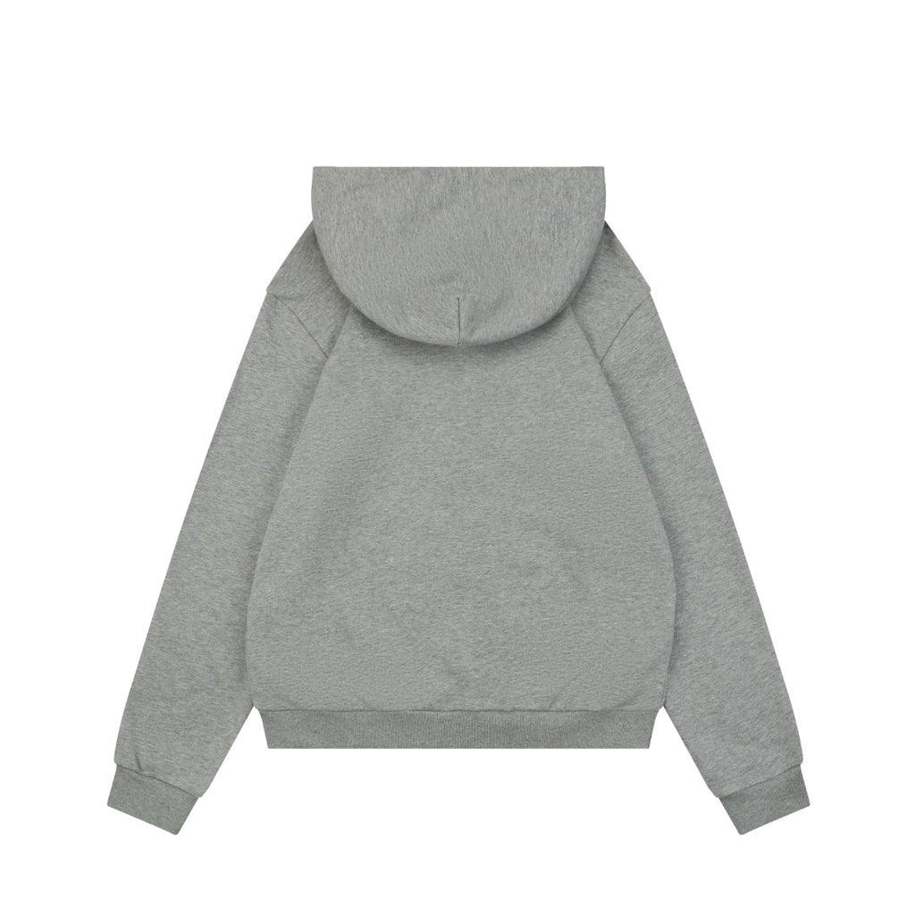 Louis Vuitton Hand-Painted Monogram Stitch Embroidery Zip Hoodie Grey