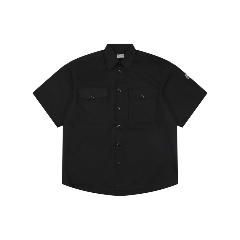 Moncler Dual Chest Pocket Arm Badge Short Sleeve Button Shirt Black
