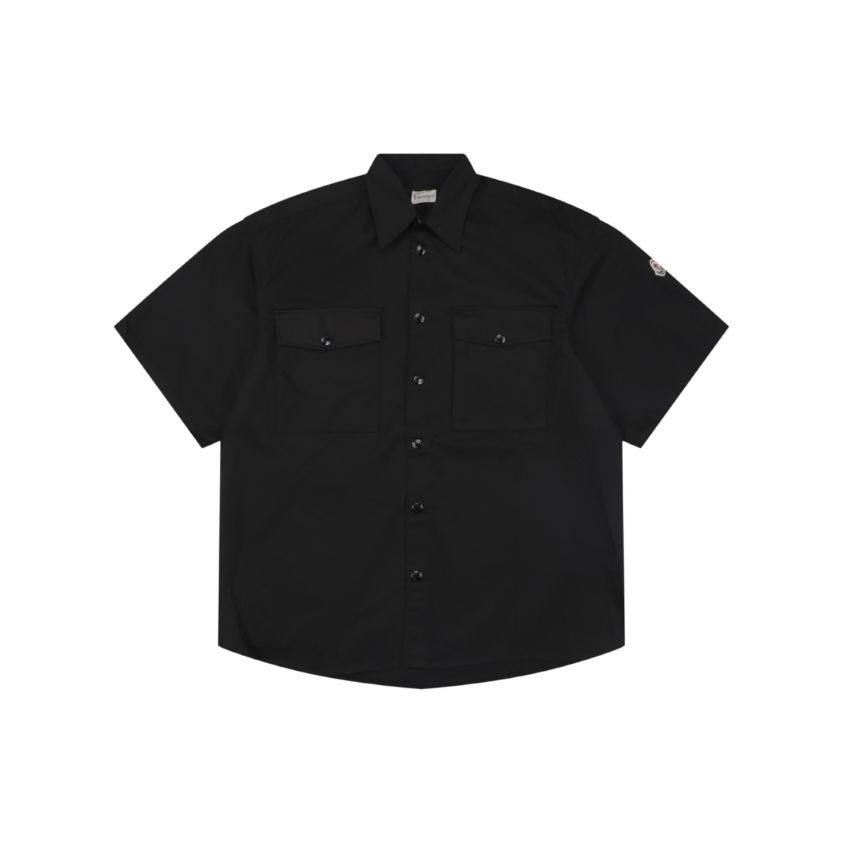 Moncler Dual Chest Pocket Arm Badge Short Sleeve Button Shirt Black