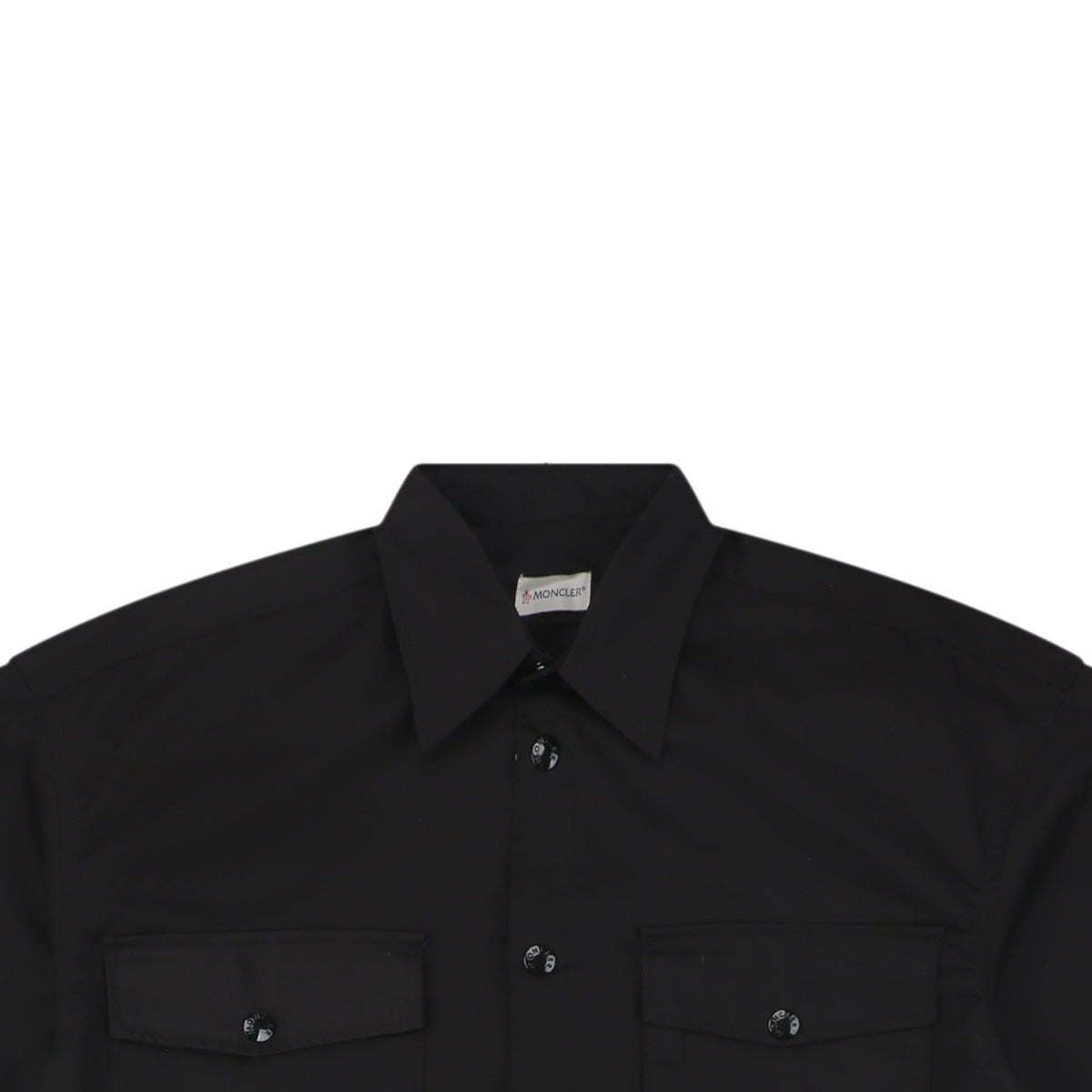 Moncler Dual Chest Pocket Arm Badge Short Sleeve Button Shirt Black