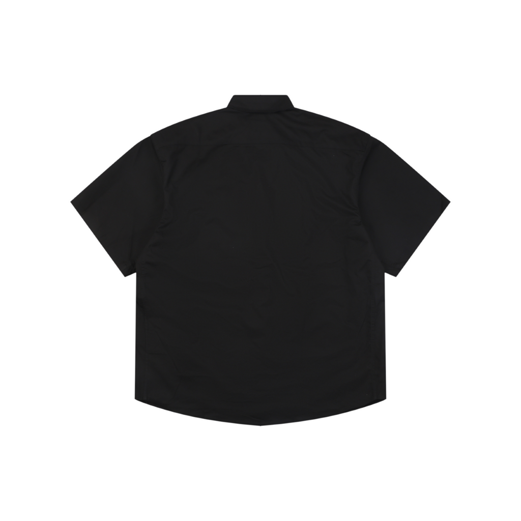 Moncler Dual Chest Pocket Arm Badge Short Sleeve Button Shirt Black