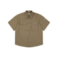 Moncler Dual Chest Pocket Arm Badge Short Sleeve Button Shirt Khaki