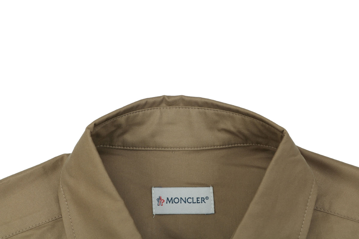 Moncler Dual Chest Pocket Arm Badge Short Sleeve Button Shirt Khaki