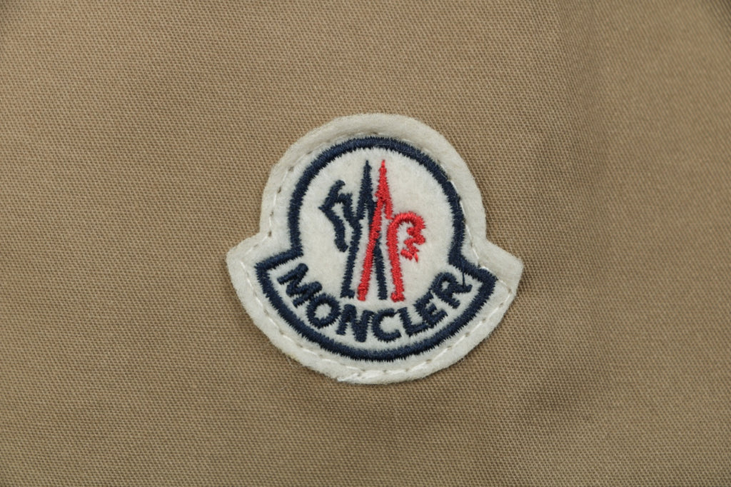 Moncler Dual Chest Pocket Arm Badge Short Sleeve Button Shirt Khaki