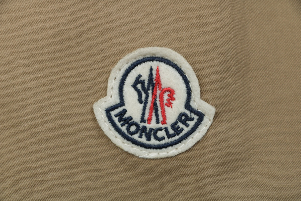 Moncler Dual Chest Pocket Arm Badge Short Sleeve Button Shirt Khaki