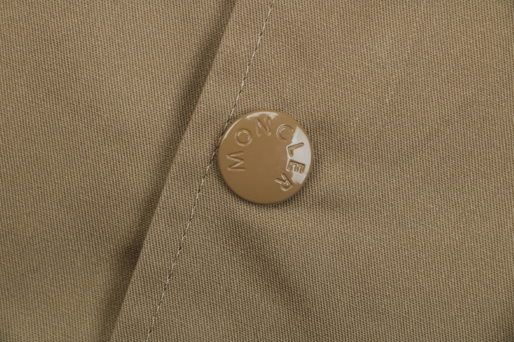 Moncler Dual Chest Pocket Arm Badge Short Sleeve Button Shirt Khaki