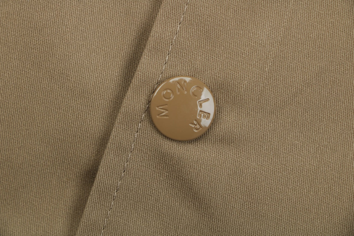Moncler Dual Chest Pocket Arm Badge Short Sleeve Button Shirt Khaki