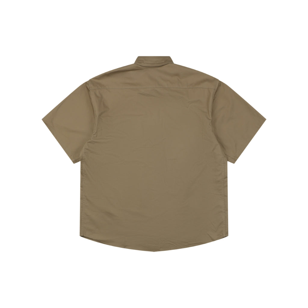 Moncler Dual Chest Pocket Arm Badge Short Sleeve Button Shirt Khaki