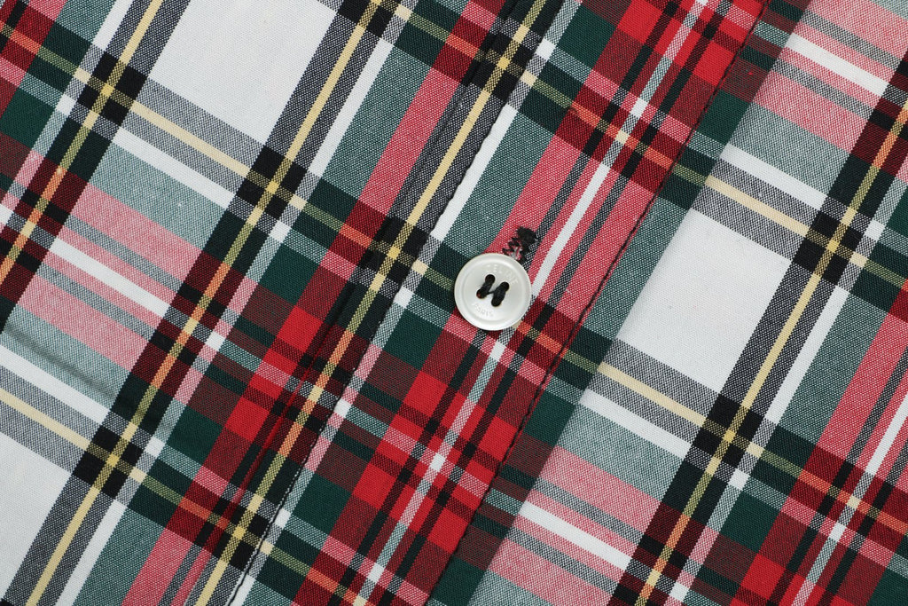 Celine Red White Tartan Plaid Long Sleeve Button Shirt