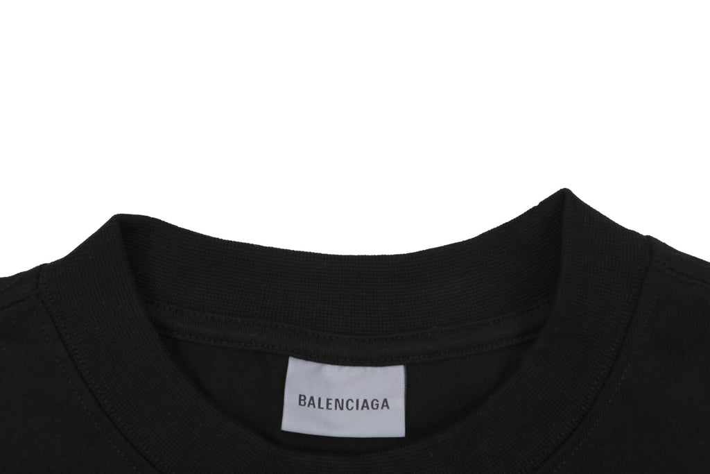 Balenciaga Fall 2016 Sunglasses Portrait Graphic Print Short Sleeve Tee Black