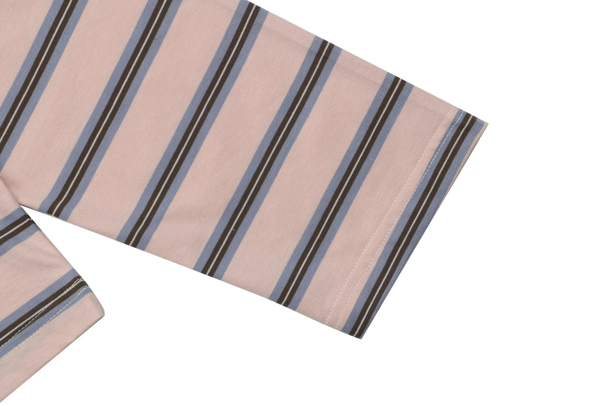 Prada Light Pink Multi-Stripe Pocket Label Long Sleeve Tee